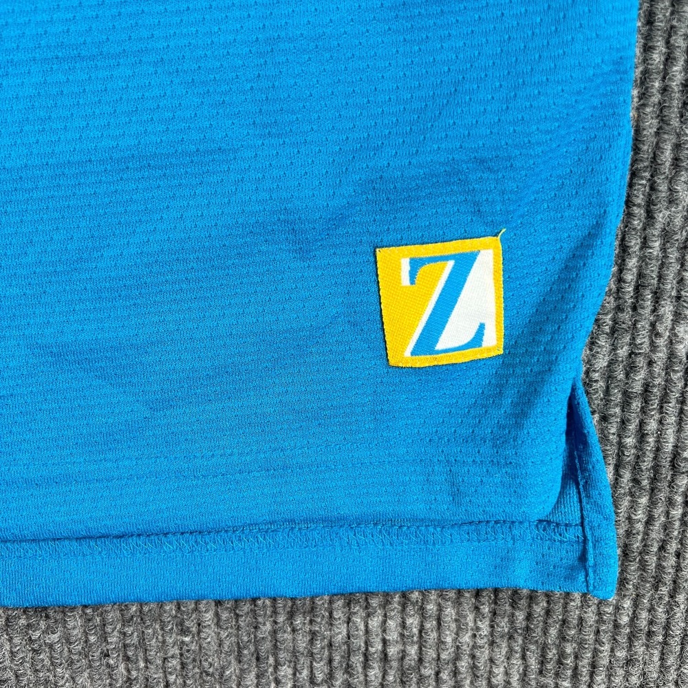 Vintage Jerzees Soccer Jersey Mens Large Blue Striped #2 1/4 Zip Short Sleeve - Picture 5 of 10